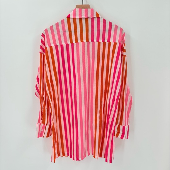 Beach Riot Alexa Top Cotton Sunset Stripes Button Down Large - Picture 7 of 8